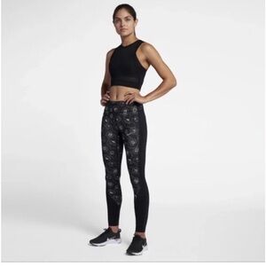 EUC Nike Dri-Fit Power Racer Black Floral Leggings Size Small